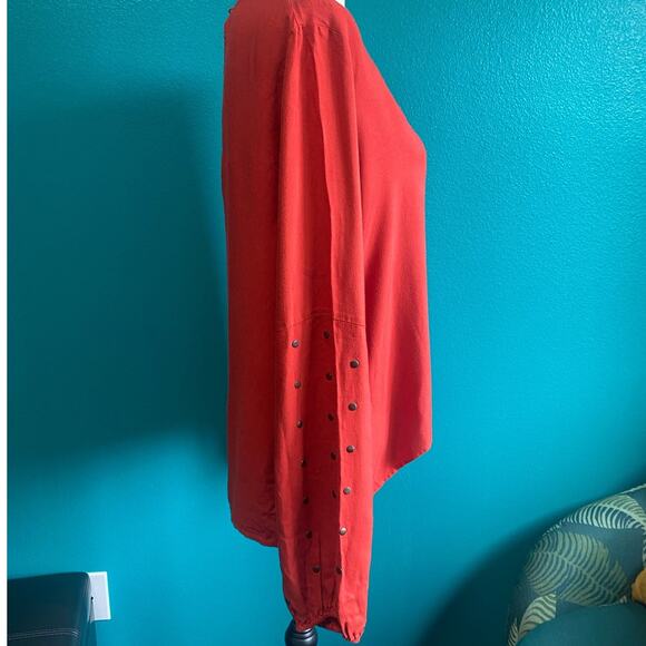 For Love & Lemons Red V-Neck Studded Balloon Sleeve Shirt Women's Medium - Picture 4 of 9
